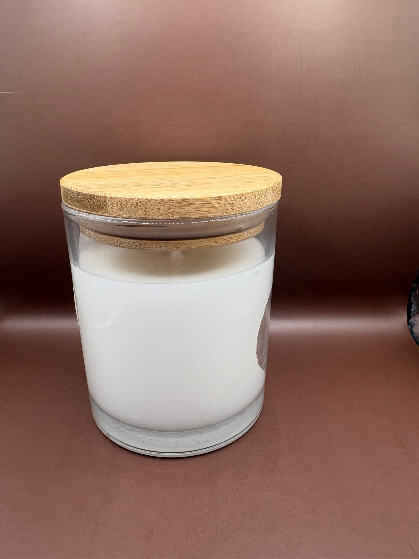 Scented 7oz Soy Wax Candles In A Clear Glass Candle Jar.