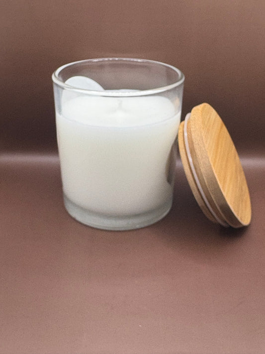Scented 7oz Soy Wax Candles In A Clear Glass Candle Jar.